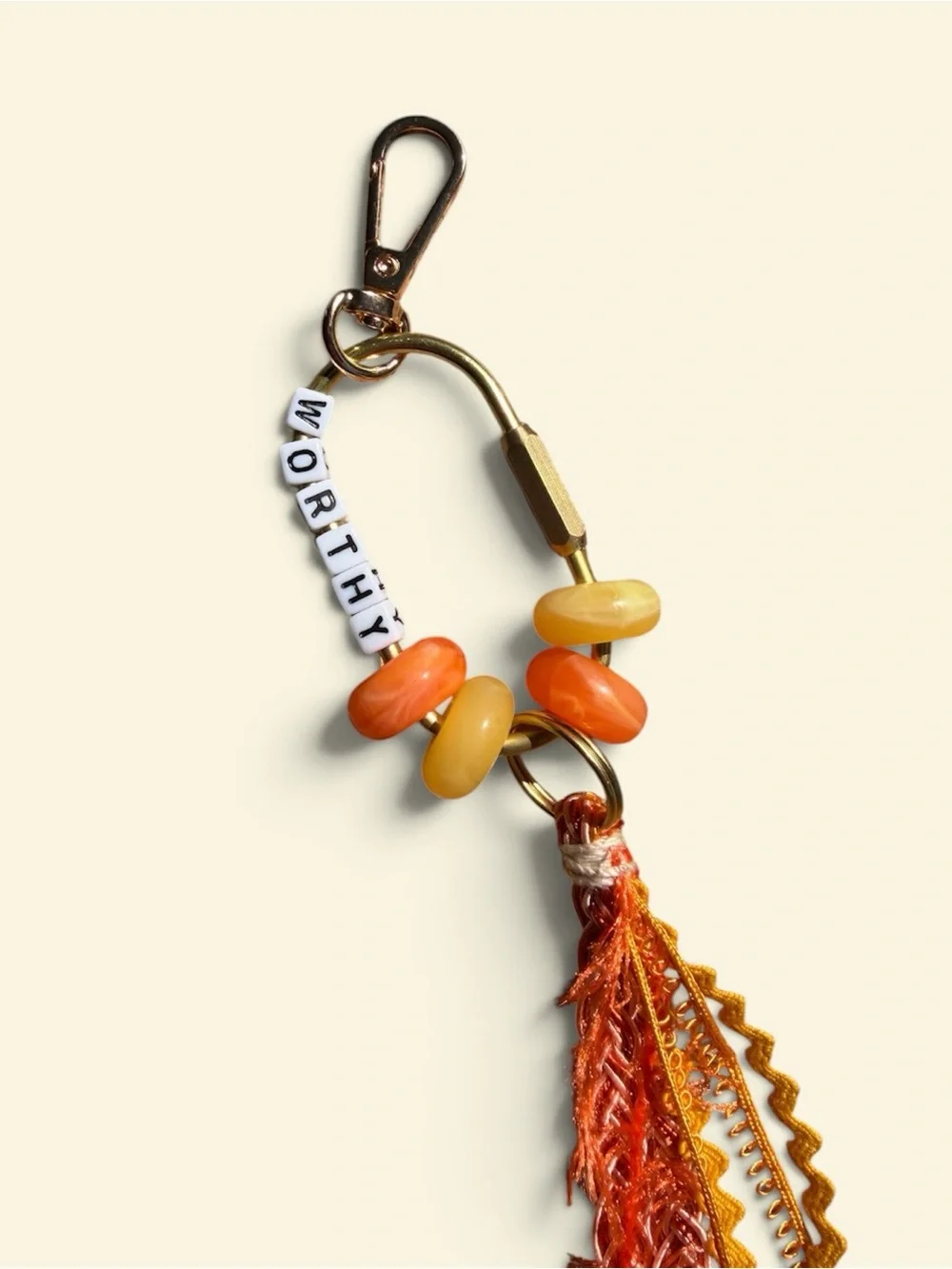 Worthy Beaded Tassel Keychain - Orange & Yellow